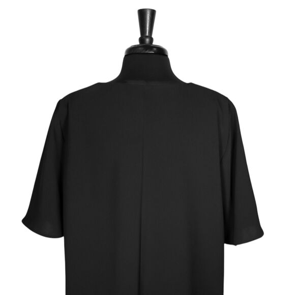 Zara Women's Dress Black V-Neck Short Flared Sleeve Relaxed Fit Shift Tunic XL - Picture 7 of 9